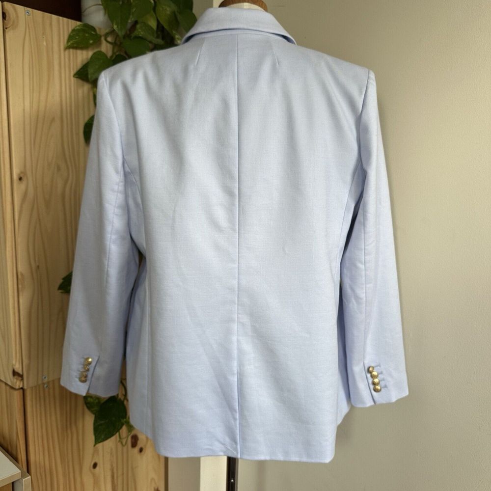 NWT 2024 J Crew Greta Blazer Stretch Linen Blend 18 PeriBreeze Blue Gold Button‎ - Picture 5 of 16